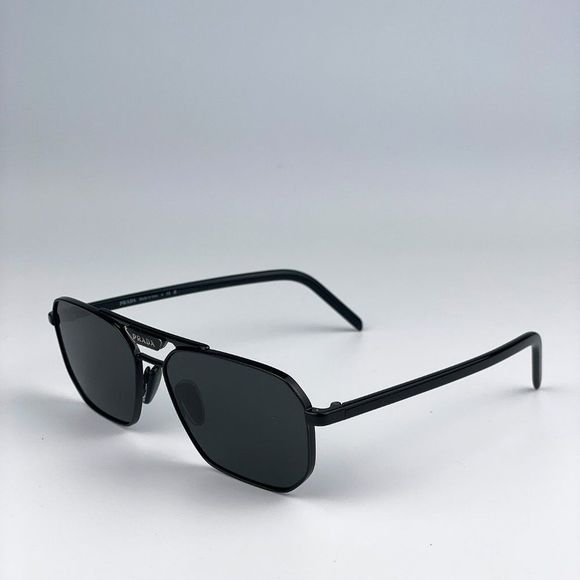 Prada PR58YS 1AB5S0 Sunglasses Black Dark Grey Pilot Metal Unisex - Picture 10 of 14
